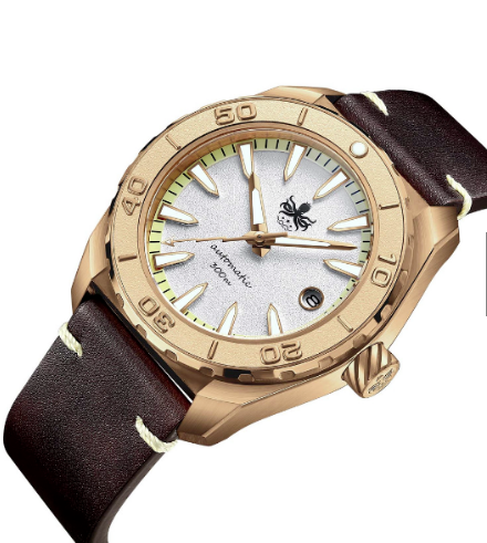 PHOIBOS Proteus Bronze 300M Automatic Diver Watch PY046D White Limited Edition