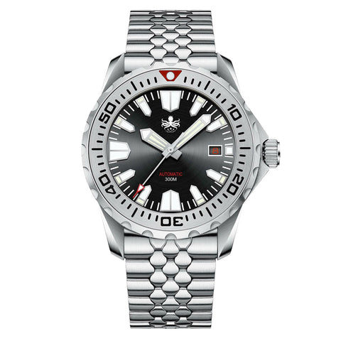 PHOIBOS KRAKEN 300M Automatic Dive Watch PY033C Black&Silver