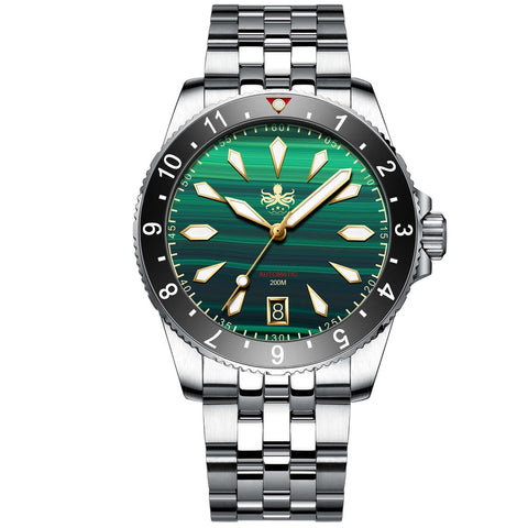 PHOIBOS Voyager 200M Automatic Diver Watch PY035A Green Malachite