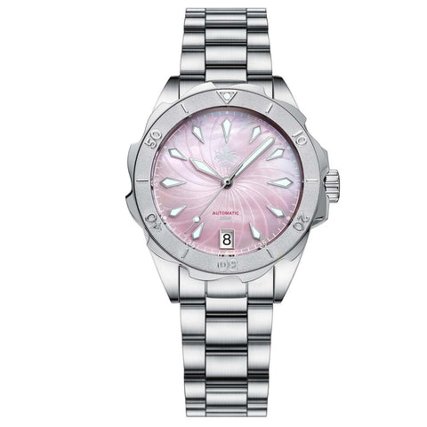 PHOIBOS SEA NYMPH 200M Automatic Lady Diver Watch PY038D MOP Sakura Pink