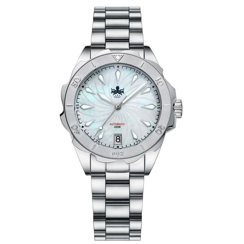 PHOIBOS SEA NYMPH 200M Automatic Lady Diver Watch PY038E MOP Akoya White