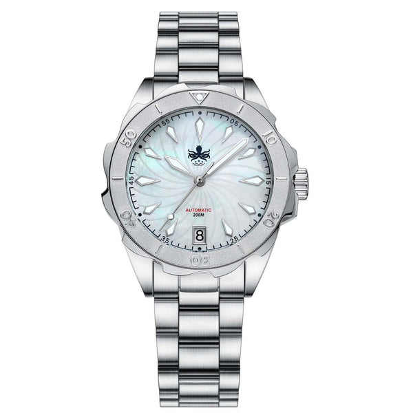 PHOIBOS SEA NYMPH 200M Automatic Lady Diver Watch PY038E MOP White